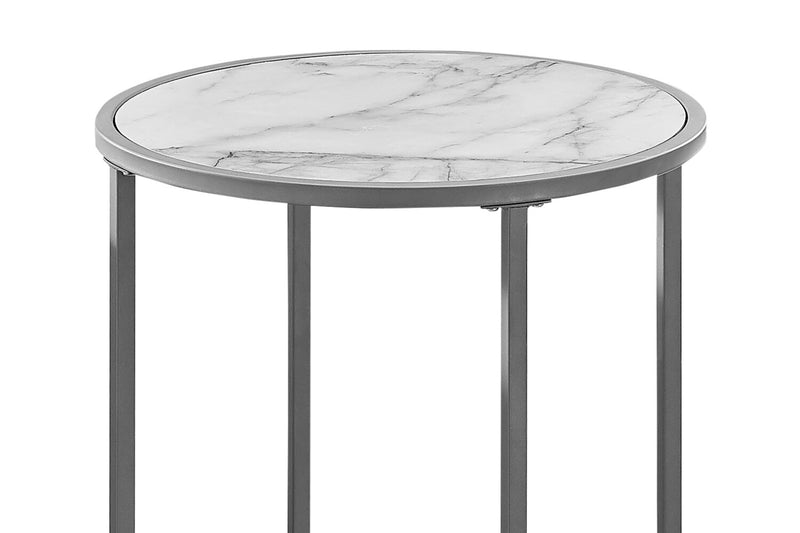 Jacki 18.25\" Chairside Table - White Marble-Look