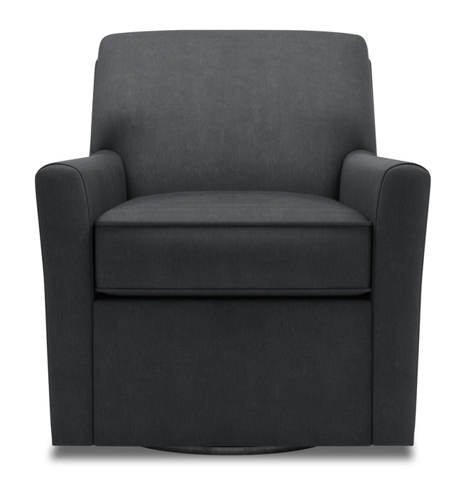 Made in Canada Sofa Lab Customizable Swivel 31\" Linen-Look Fabric Accent Chair - Pax Pepper Grey