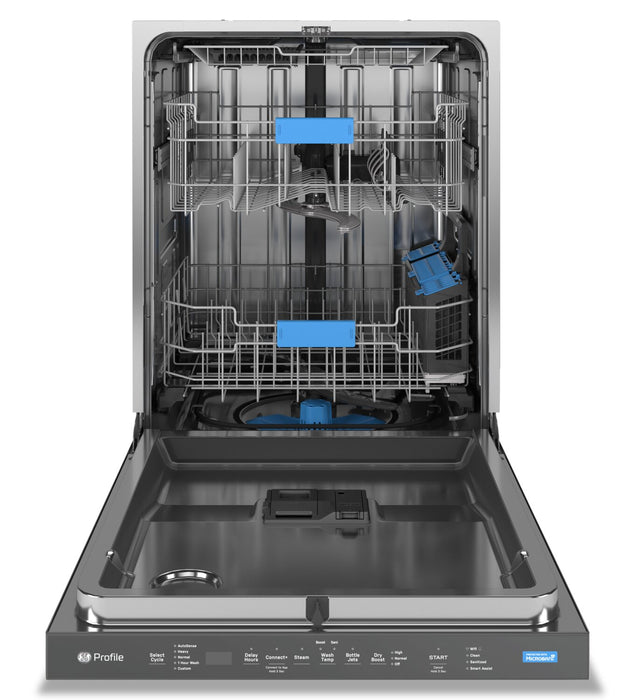 Profile 24\" 44 dBA Built-In Top-Control Smart Dishwasher with Piranha Hard Food Disposer - Stainless - PDP715SYVFS