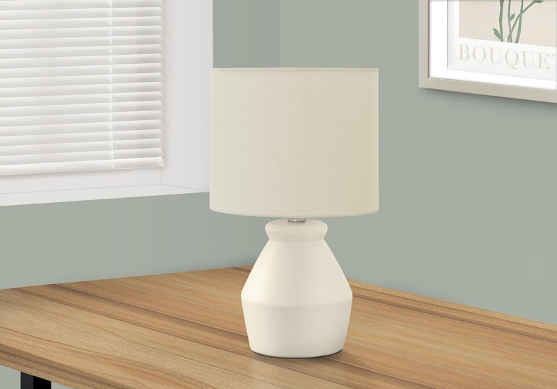 17\" Cream Ceramic Linen Drum Shade Table Lamp