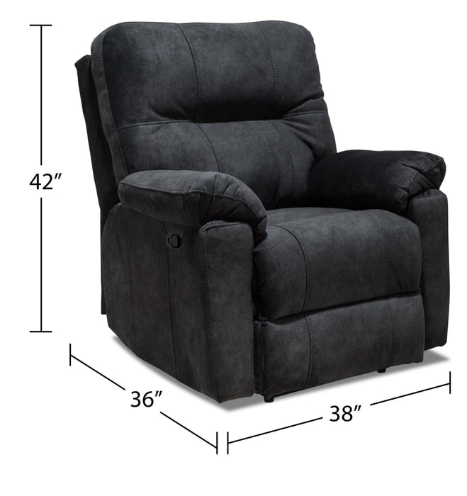 Made in Canada Gybson 38\" Fabric Glider Reclining Chair - Graphite Grey