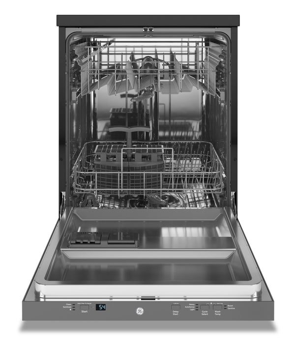 GE 24\" 54 dBA Portable Top-Control Dishwasher with Piranha Hard Food Disposer - Stainless - GPT225SSLSS