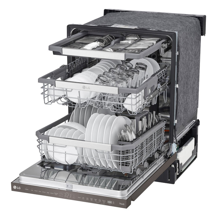 LG 24\" 44 dBA Built-In Top-Control Smart Dishwasher with QuadWash®Pro  - Smudge Proof Black Stainless Steel - LDPS6762D