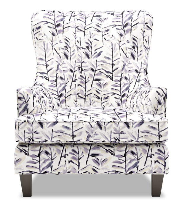 Made in Canada Sofa Lab Customizable Wingback 32\" Velvet Fabric Accent Chair - Pebble Multicolour