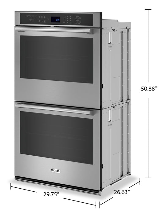 Maytag 30\" 10 Cu. Ft. Electric Double Wall Oven with True Convection - Fingerprint Resistant Stainless Steel - MOED6030LZ