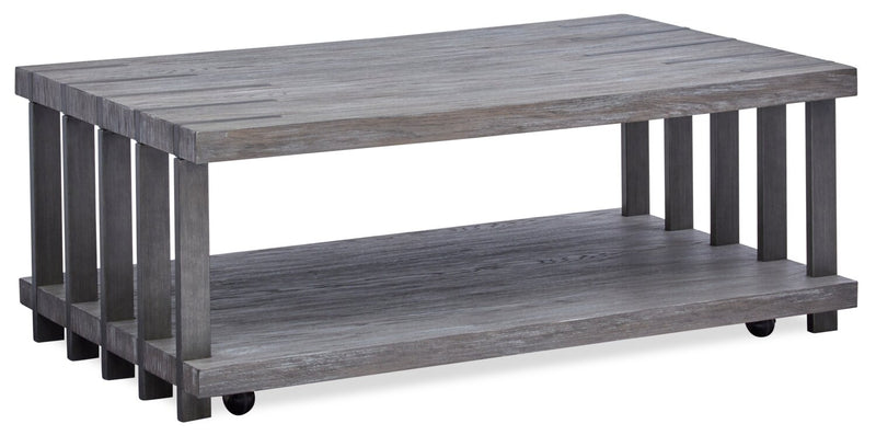Eldridge 48\" Modern Coffee Table with Shelf - Weathered Grey with Metal and Wood