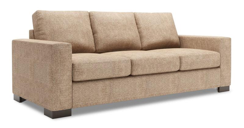 Made in Canada Customizable Sofa Lab Track 85\" Chenille Fabric Sofa with Track Arms - Luxury Taupe