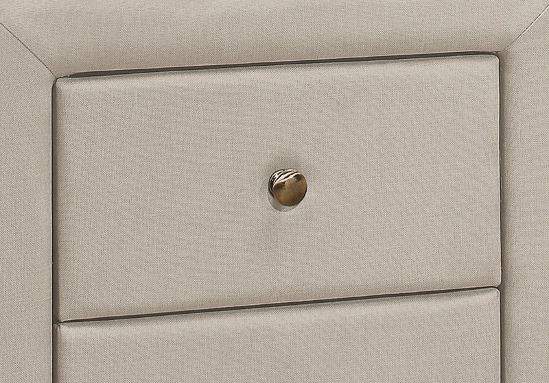 Zara Upholstered Bedside 2-Drawer Nightstand, 20.5\"W x 20.75\"H - Beige