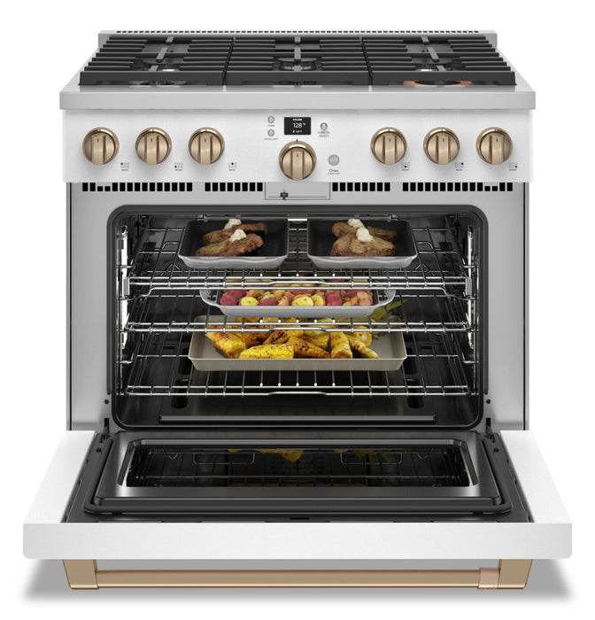 Cafe 6.2 Cu. Ft. Smart Gas Range with True European Convection and Self Clean Racks - Matte White - CGY366P4TW2