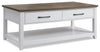 Kort & Co. Logan 23.25\" Traditional Coffee Table with Storage and Shelf - White and Walnut Oak 