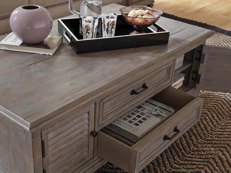 Lancaster 50\" Traditional Lift Top Coffee Table with Storage and Casters - Grey and Bronze Pine