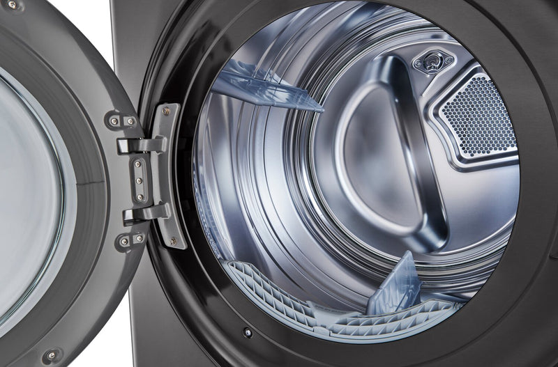 LG 5.2 Washer/7.4 Dryer Cu. Ft. Front-Load High-Efficiency Steam Washtower™ - Black Steel - WKGX201HBA