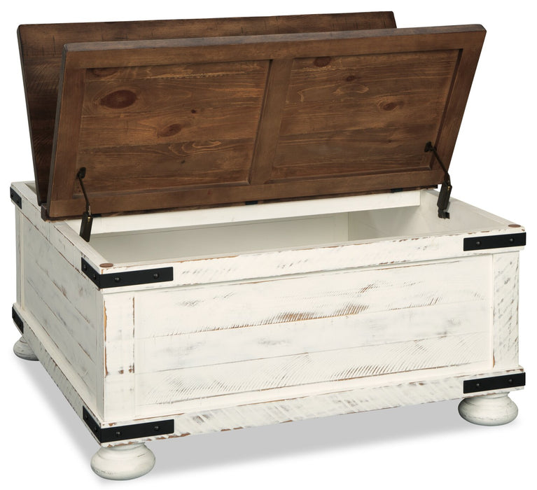 Benjy 36\" Rustic Coffee Table Trunk with Storage - Two Tone Wood