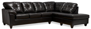 Made in Canada Addison 2-Piece Right-Facing Leather-Look Fabric Sectional with Removable Seat Cushions - Blackberry