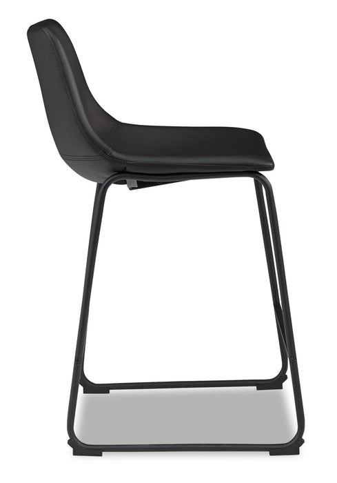 Cole Counter-Height Stool with Vegan Leather Fabric, Metal - Black