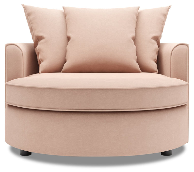 Made in Canada Sofa Lab Customizable Cuddler 48\" Linen-Look Fabric Accent Chair - Pax Rose Pink