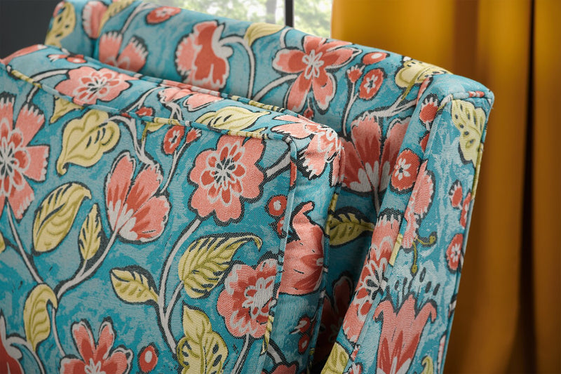 Made in Canada Sofa Lab Customizable Club 29\" Fabric Accent Chair with Wood Legs - Malibu Multicolour