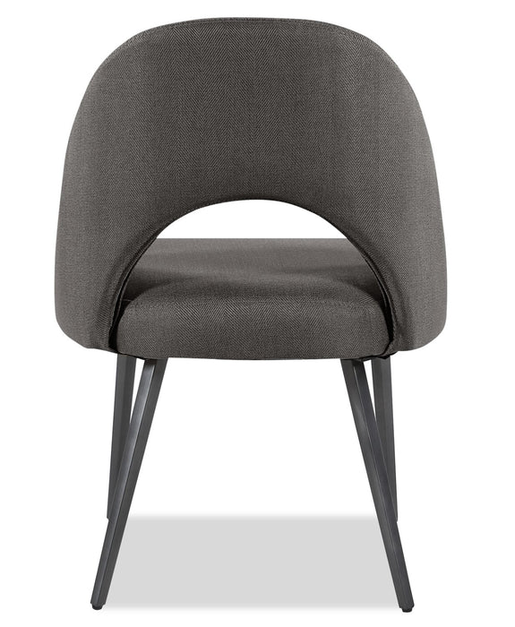 Elijah Dining Chair with Linen-Look Fabric, Metal - Grey