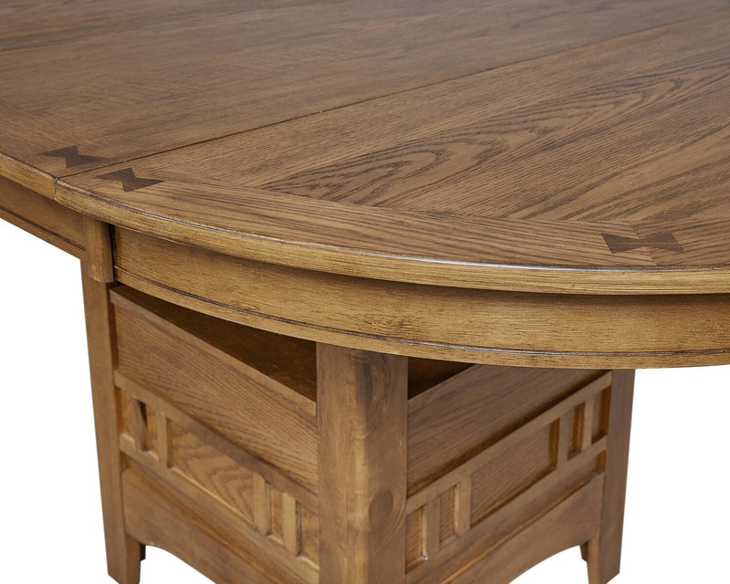 Dena Dining Table with 42-60\"W Extension, Round  - Oak Brown