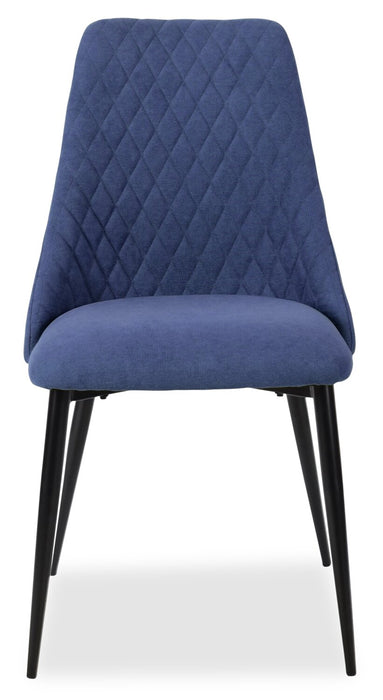 Miya Dining Chair with Polyester Fabric, Metal - Navy Blue