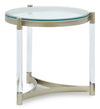 Silas  25.5\" Modern Round Glass Top End Table - Platinum with Metal and Acrylic