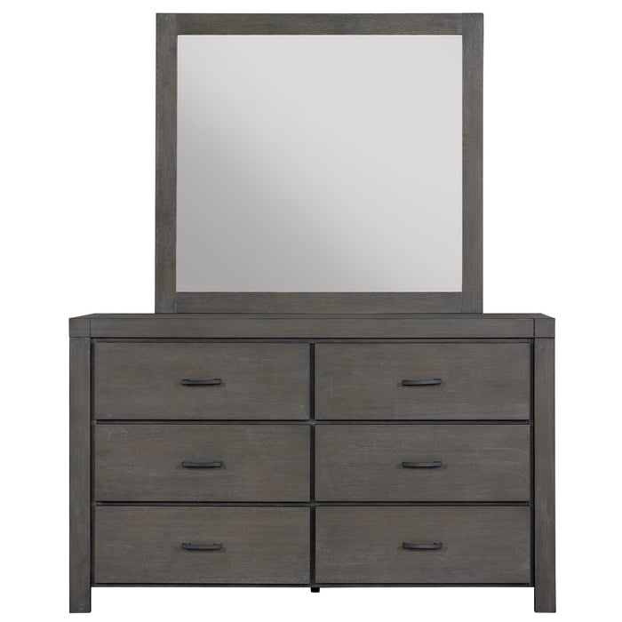 Koda 5pc Bedroom Set with Storage Bed, Dresser & Mirror, Wooden, Grey - Queen Size