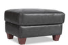 Chateau d’Ax Vita 31\" 100% Genuine Leather Ottoman with Diamond Pattern Stitching and Wood Legs - Charcoal Grey