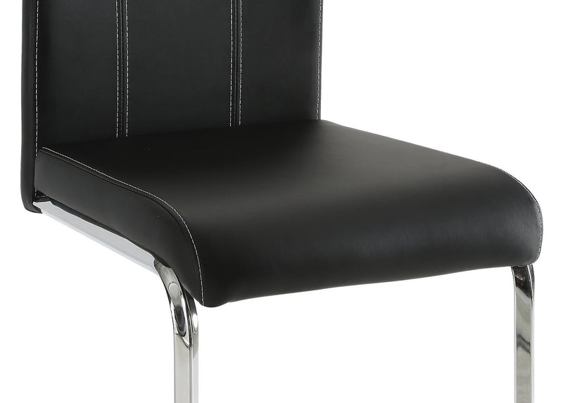 Tuxedo 5pc Dining Set with Table & 4 Chairs, Glass Top, Pedestal Base, 72\"W - Black