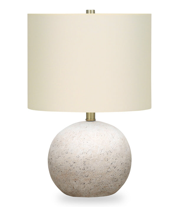 20\" Grey Textured Concrete Table Lamp with Linen Shade