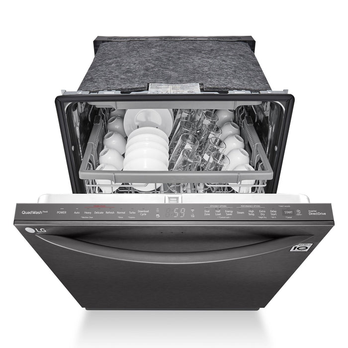 LG 24\" 46 dBA Built-In Top-Control Smart Dishwasher with QuadWash® - Smudge Proof Black Stainless Steel - LDTS5552D