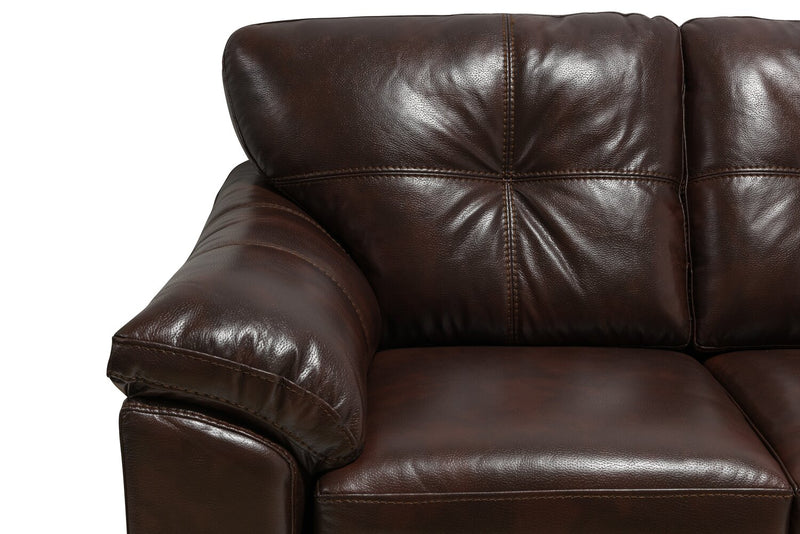 Made in Canada Addison 86\" Leather-Look Fabric Sofa with Removable Seat Cushion and Tufting - Brown