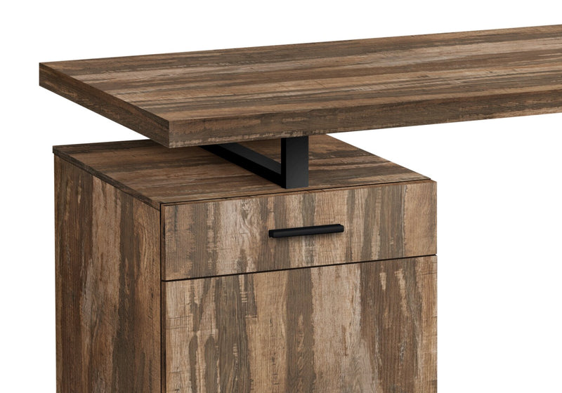 Remi 47.25\" Reversible Office Desk with Drawer & Cabinet - Brown