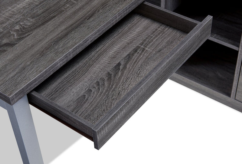 Owen 55\" Reversible Corner Office Office Desk with 4-Drawers & Cubbies - Distressed Grey