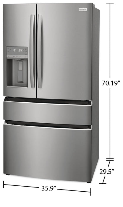 Frigidaire Gallery 36\" 21.5 Cu. Ft. Counter-Depth 4-Door French-Door Refrigerator - Smudge-Proof® Stainless Steel - GRMC2273CF