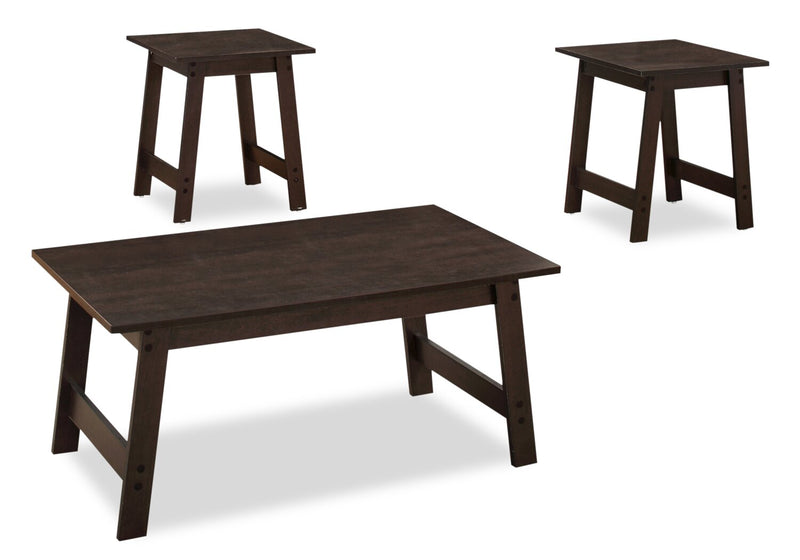 Jacey 36\" Modern 3-Pack Coffee + 2 End Tables - Espresso 