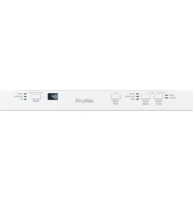 Profile 18\" 47 dBA Built-In Top-Control Dishwasher with Calrod Heater - White - PDT145SGLWW
