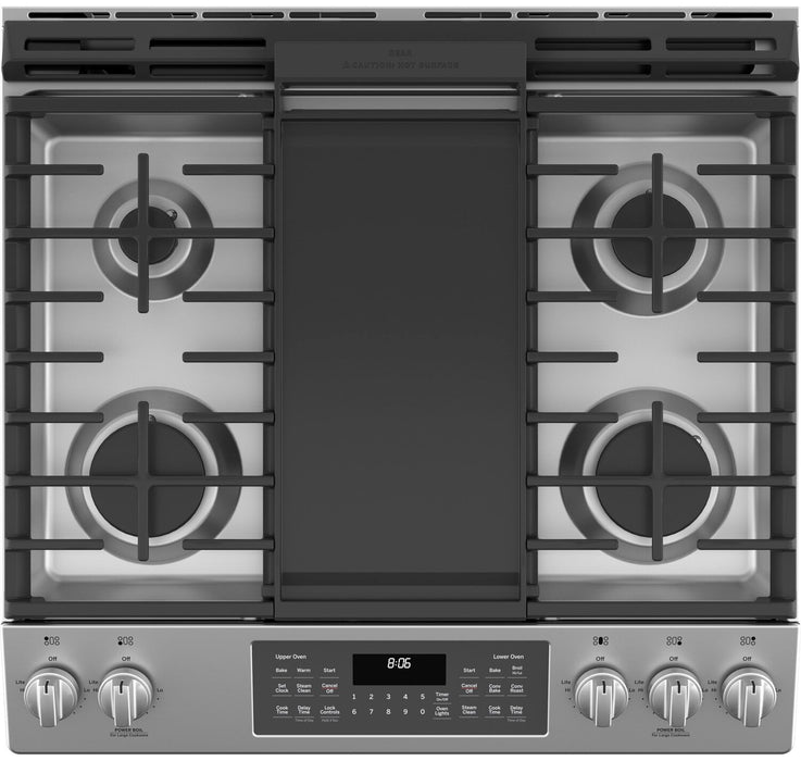 GE 4.3 Cu. Ft. Gas Range with Steam Clean and Edge To Edge Cooktop - Stainless Steel - JCGSS86SPSS