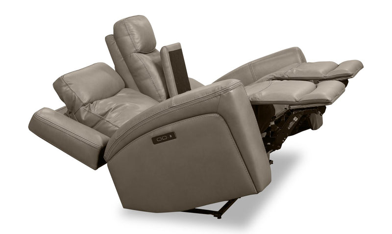 Scott Living Prescott 79\" Genuine Leather Power Reclining Loveseat with Power Headrests - Grey