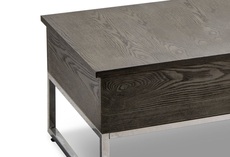 Echo 47.25\" Modern Lift Top Coffee Table with Storage - Brown with Silver Metal Legs
