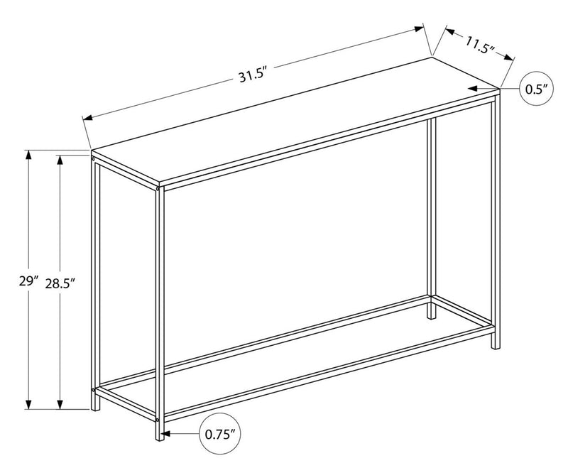 Alma 31.5\" Modern Sofa Table - Dark Taupe with Black Metal Frame