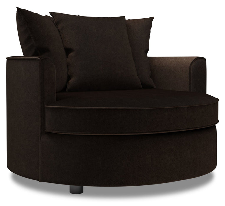 Made in Canada Sofa Lab Customizable Cuddler 48\" Chenille Fabric Accent Chair - Luxury Chocolate Brown