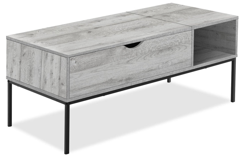 Bence 42\" Modern Lift Top Coffee Table with Storage - Taupe with Black Metal Legs