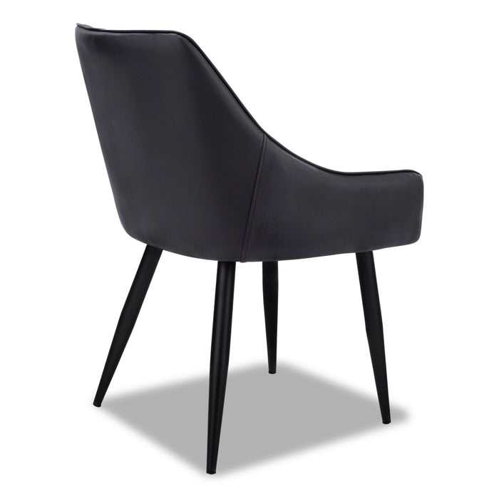 Eliot Dining Chair with Vegan-Leather Fabric, Metal - Black