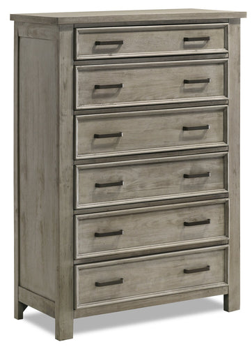 Levi Bedroom Chest of Drawers, 6-Drawer, 39"W x 56"H, Wood - Drift Grey 