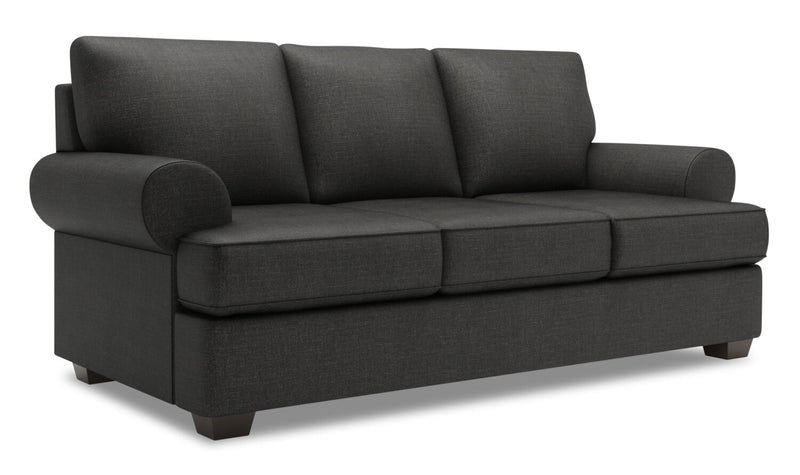Made in Canada Customizable Sofa Lab Roll 86\" Linen-Look Fabric Sofa Bed with Rolled Arms - Luna Kohl Grey