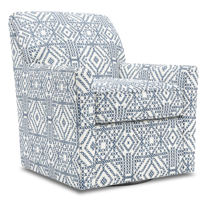 Made in Canada Sofa Lab Customizable Swivel 31\" Fabric Accent Chair - Ink Multicolour