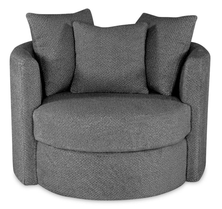 Made in Canada Midi 42\" Chenille Fabric Swivel Cuddler Accent Chair - Teddy Nightfall Grey