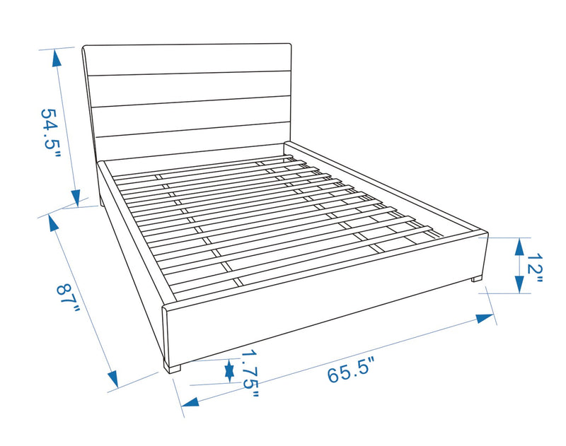 Kort & Co. Clay Upholstered Platfom Bed in Brown Vegan-Leather Fabric, Tufted - Queen Size