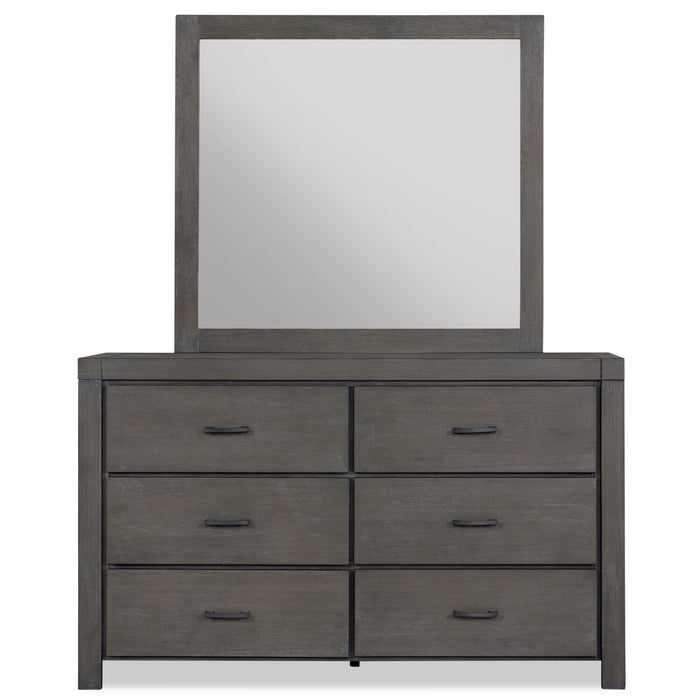 Koda Bedroom Dresser Mirror, Pine Wood - Grey