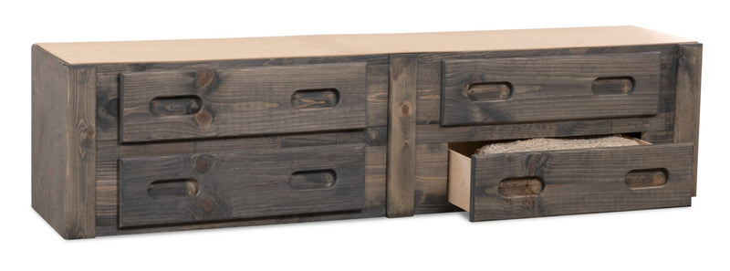 Piper 4-Drawer Under Bed Storage Trundle for Kids, Solid Pine Wood - Driftwood Grey